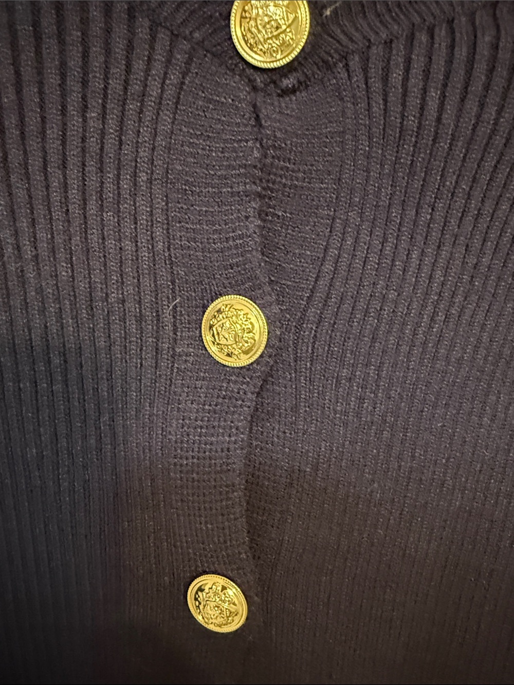 Navy Ribbed Button-Front Cardigan - Picture 4 of 6